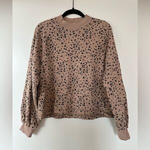 Abercrombie & Fitch Mock Neck Sweatshirt Cheetah Brown